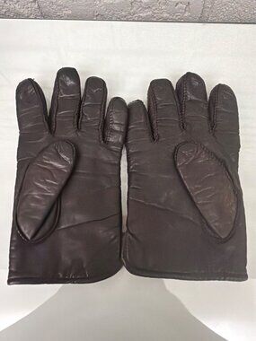 Men’s Dark Brown Leather Winter Gloves Size 10-10.5
